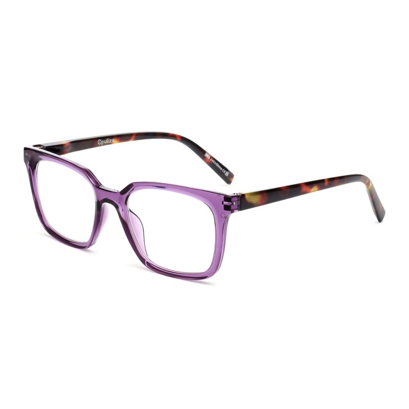 OPULIZE KOI Reading Glasses for Women Men,Scratch Resistant Large Rectangular frame with spring hinges, Purple, Grey, Clear, Aqua +2 (Pack of 4) - Image 2