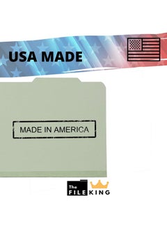 The File King One Divider Pale Green Pressboard Classification File Folder - Letter Size | Box Of 10 | Top Tab | 2” Expansion | Four 2-Inch Durable Fastener Prongs | Usa Made  - Image 5