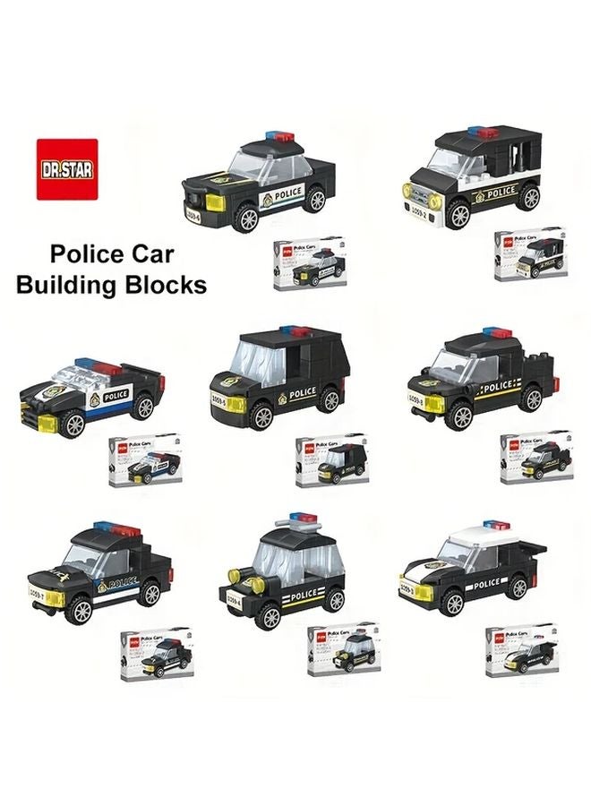 8 PCS Mini Police Car Building Blocks Set Creative Play Skill Development Gift - Image 5