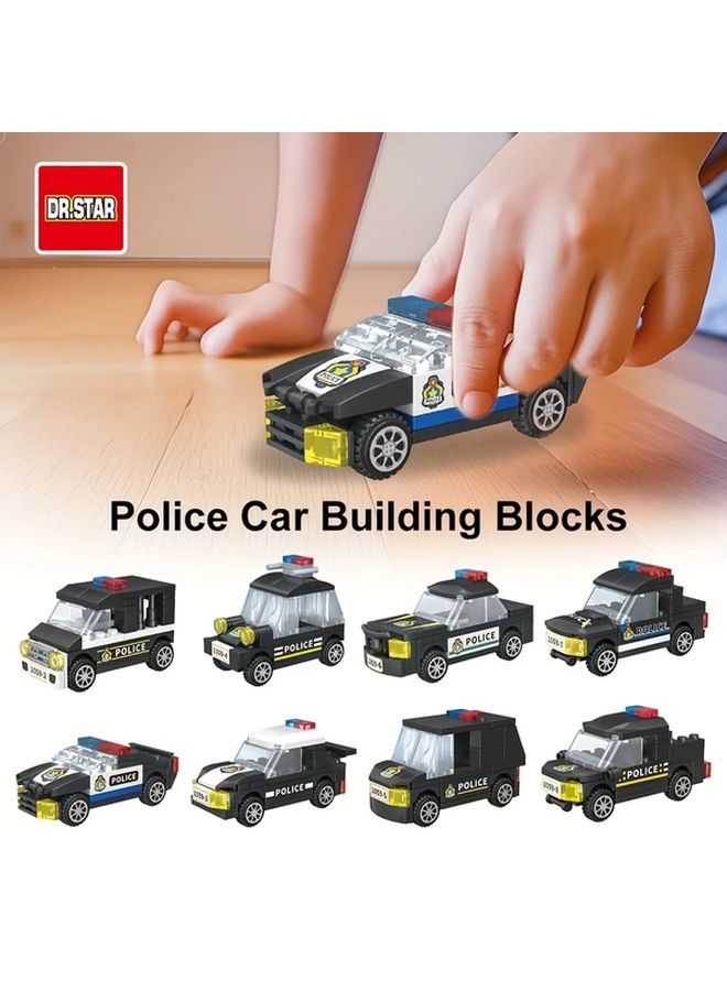 8 PCS Mini Police Car Building Blocks Set Creative Play Skill Development Gift - Image 2