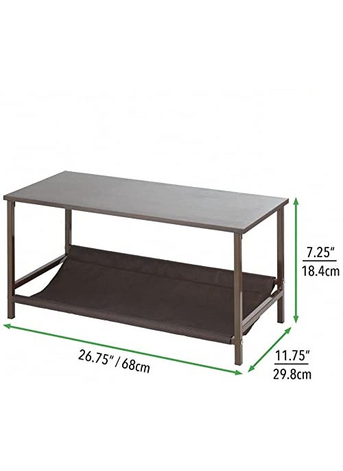 INDIAN DECOR INDIAN DECOR 45466 Shoe Storage Bench with Fabric Shelf Rack for Entryway Hall Mudroom Closet Compact 2Tier Organizer Unit for Wedges Flats Sneakers Wood Top Sturdy Metal Frame Black  - Image 3