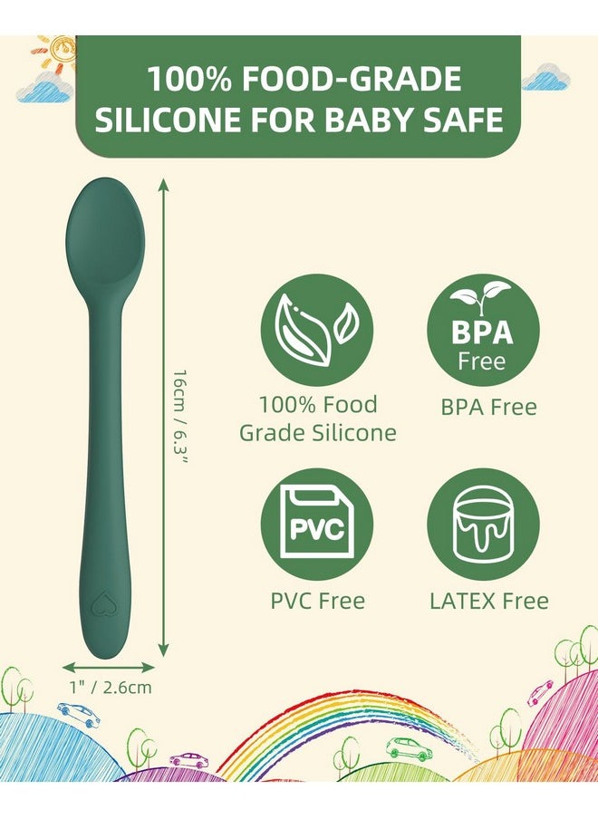 KingKam - Silicone Baby Spoons 6 Pack, First Stage Infant Spoons Utensils For Parent & Self-Feeding, Bendable Toddles Training Spoons With Soft-Tip, Dishwasher Safe & Boil-Proof - Image 1
