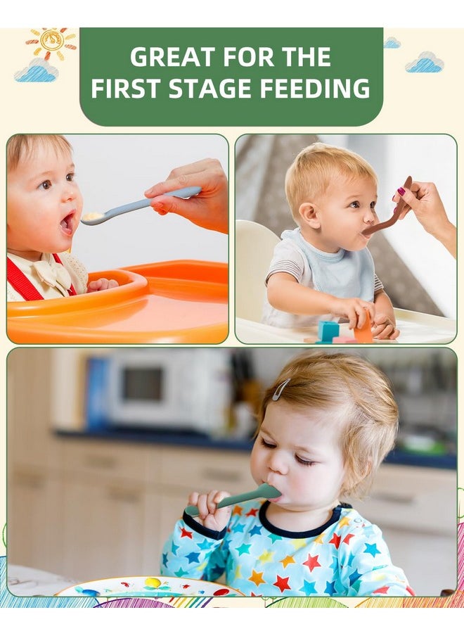 KingKam - Silicone Baby Spoons 6 Pack, First Stage Infant Spoons Utensils For Parent & Self-Feeding, Bendable Toddles Training Spoons With Soft-Tip, Dishwasher Safe & Boil-Proof - Image 1