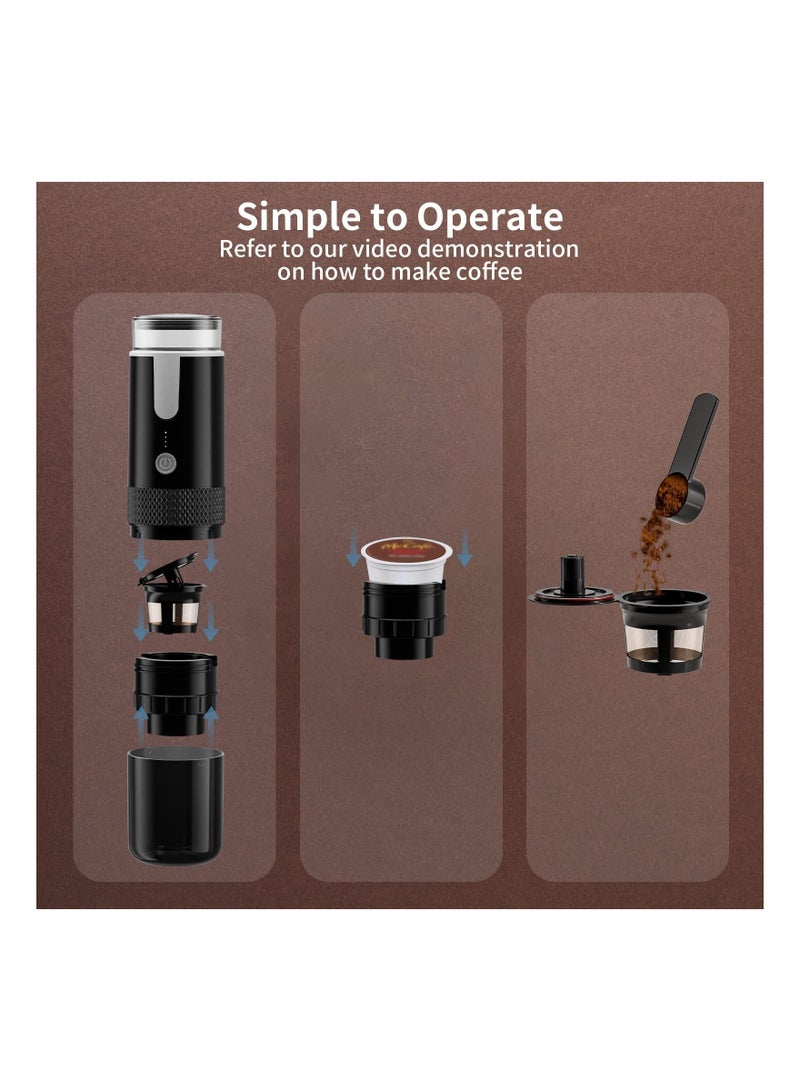 Y&D Portable Electronic Coffee Maker, Rechargeable Espresso Machine, Mini Car Make Using Ground & Pods for Travel Camping Office Home - Image 4