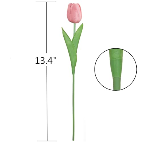 SHINE-CO LIGHTING Artificial PU Tulips 10Pcs Real Touch Fake Flower Arrangement Bouquets for Home Office Wedding Decoration (Pink) - Image 4