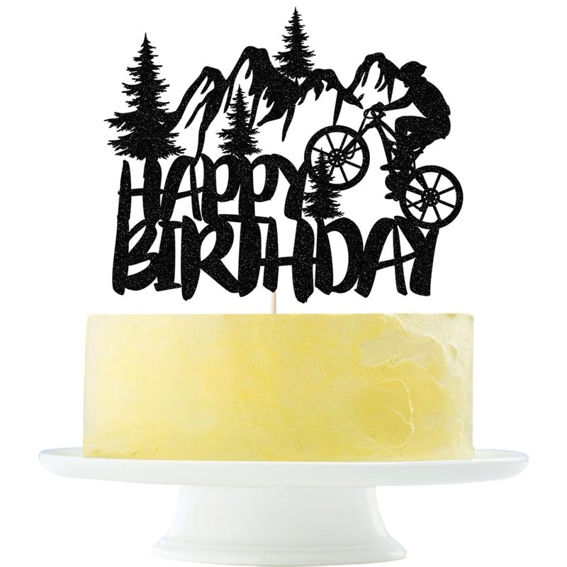 Yetxel Black Flash Mountain Biking bike Cake Topper Birthday Party Cake Decoration  Sports Themed Cake Topper - Image 1