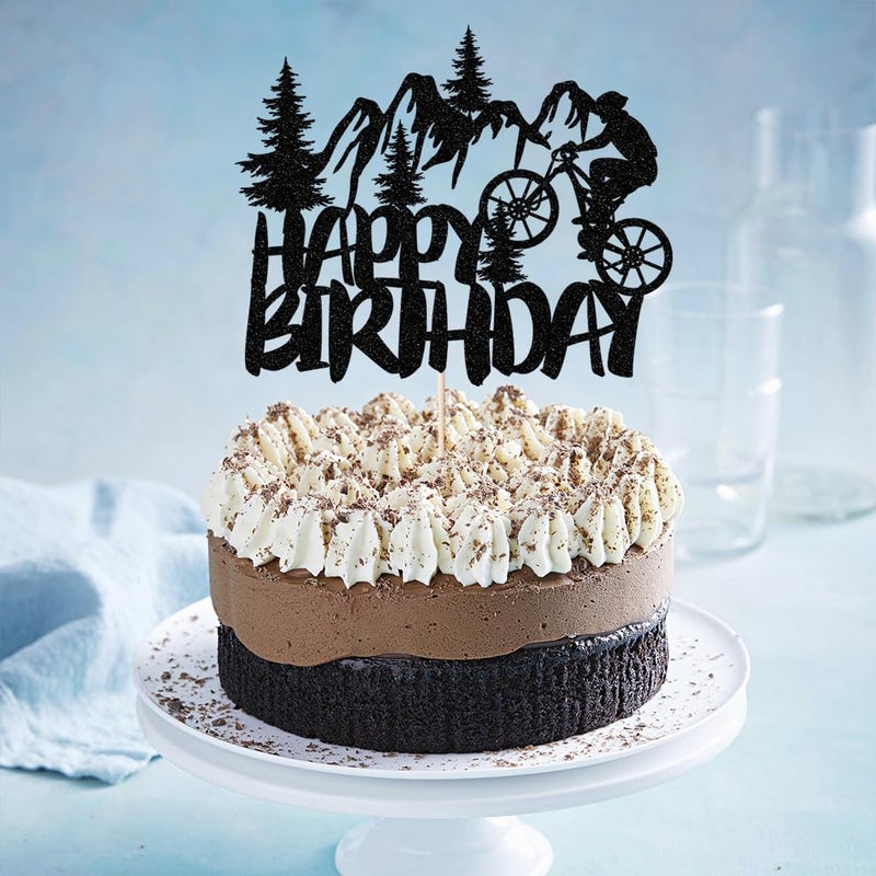 Yetxel Black Flash Mountain Biking bike Cake Topper Birthday Party Cake Decoration  Sports Themed Cake Topper - Image 5