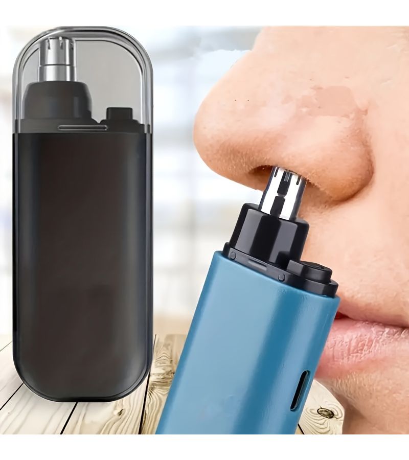 مقص أزرق لقص شعر الأنف والأذن يعمل بالشحن عبر USB، بتصميم مضغوط، بطارية ليثيوم، شحن سريع محمول - Image 1