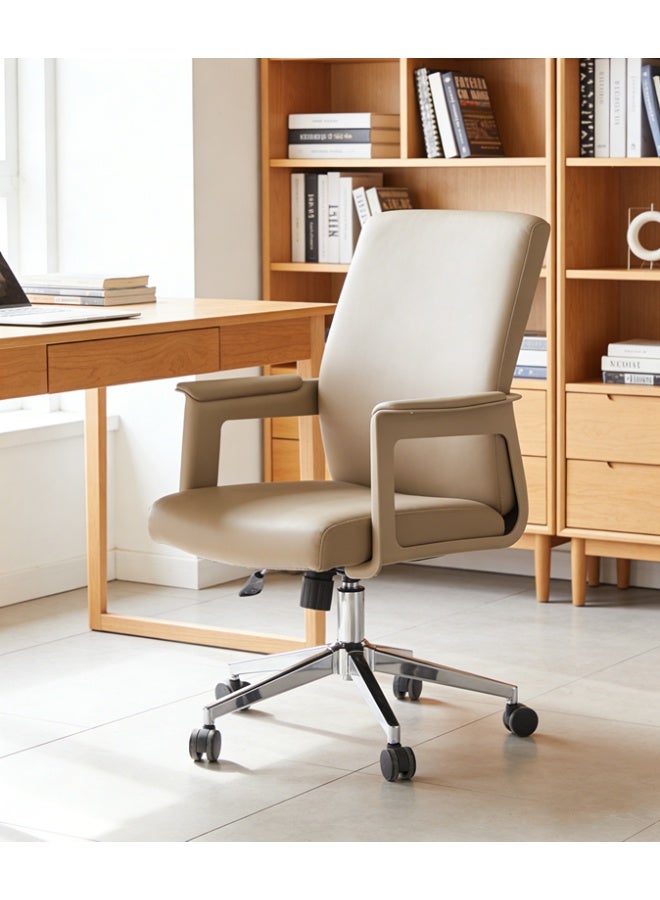 Office Chair, Mid Back PU Leather Desk Chair, Computer Swivel Office Task Chair, Ergonomic Executive Chair with Armrests（S-188MB） - Image 1