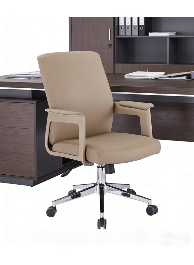 Office Chair, Mid Back PU Leather Desk Chair, Computer Swivel Office Task Chair, Ergonomic Executive Chair with Armrests（S-188MB） - Image 2
