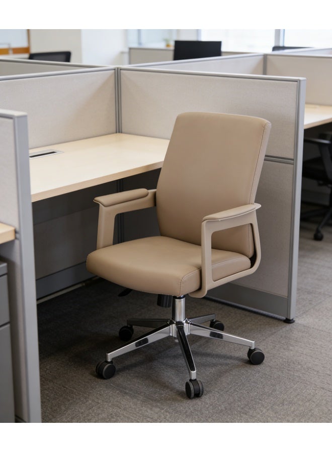 Office Chair, Mid Back PU Leather Desk Chair, Computer Swivel Office Task Chair, Ergonomic Executive Chair with Armrests（S-188MB） - Image 3