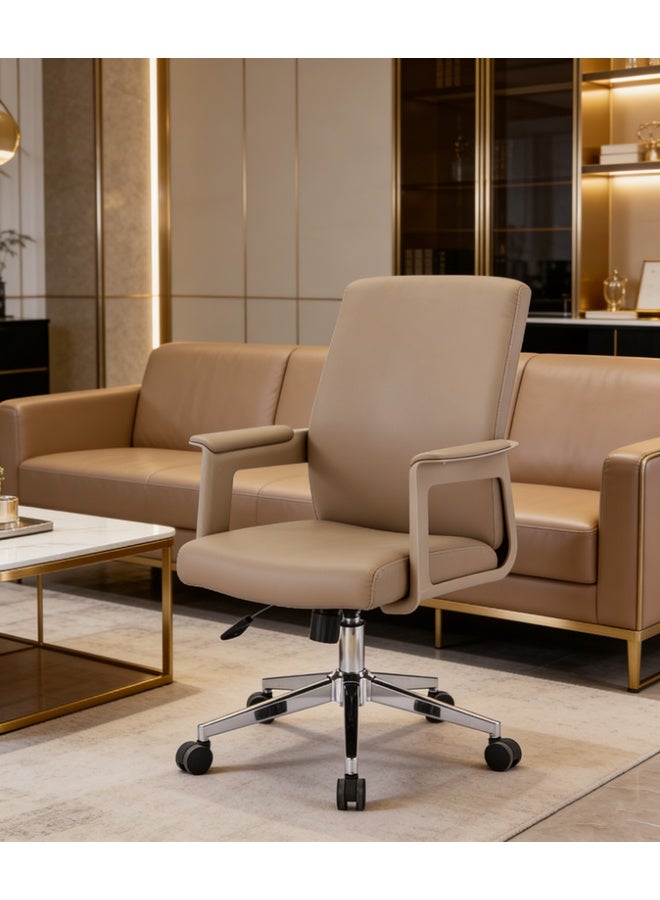 Office Chair, Mid Back PU Leather Desk Chair, Computer Swivel Office Task Chair, Ergonomic Executive Chair with Armrests（S-188MB） - Image 4