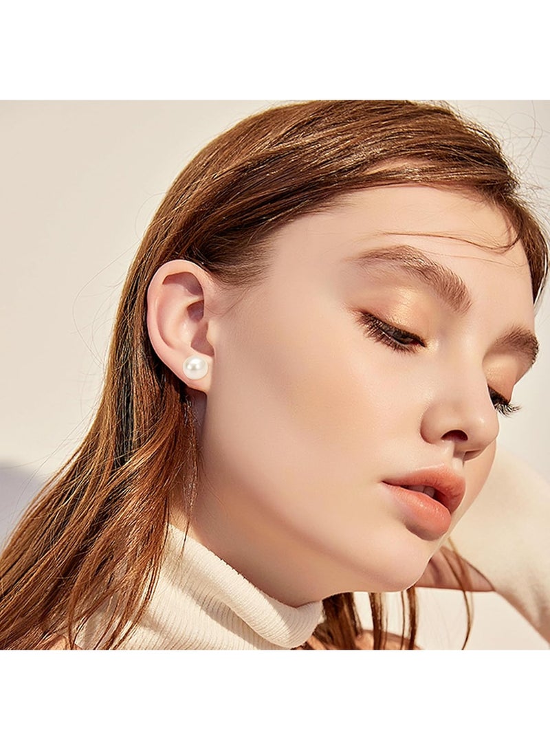 A Pair of S999 Pure Silver Natural Pearl Stud Earrings for Women, 8mm Hypoallergenic Elegant Jewelry, Ideal Gift for Eid, Wedding, Daily Wear - Image 5