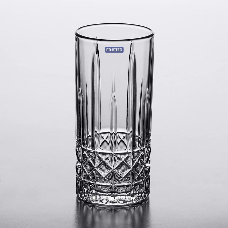 FINSTER Glass Premium Juice Water Glasses Set of 6300ml Transparent Long Crystal Milkshake Glass Set Cocktail Mocktail Tumbler - Image 2