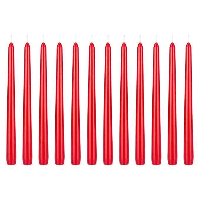 12 pcs Unscented Red Taper Candles Hand Poured Wax Candle 10 Inch x 78 Inch Home Dcor Wedding Receptions Centerpieces Occasions Romantic Dinners Prayer Candle Holders