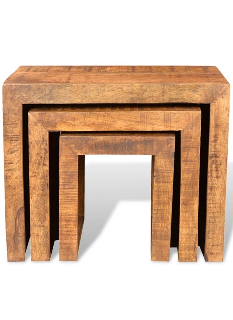 Generic Wooden Nesting Table Set 3 PiecesWooden StoolSolid Wood  - Image 3