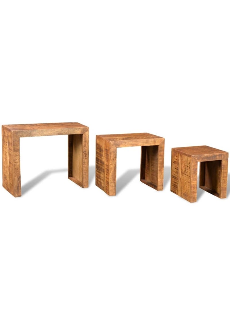 Generic Wooden Nesting Table Set 3 PiecesWooden StoolSolid Wood  - Image 4