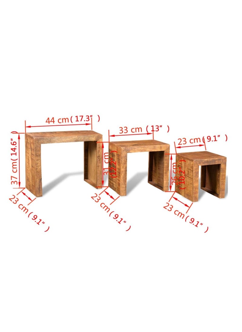 Generic Wooden Nesting Table Set 3 PiecesWooden StoolSolid Wood  - Image 2