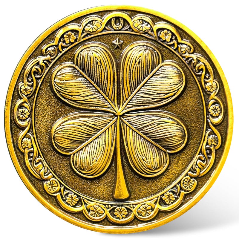 CYOUNG Good Luck Coin - Four-Leaf Clover and Eagle Medallion for Fortune and Prosperity Lottery Ticket Scratcher Tool ï»¿(Single Coin) - Image 1