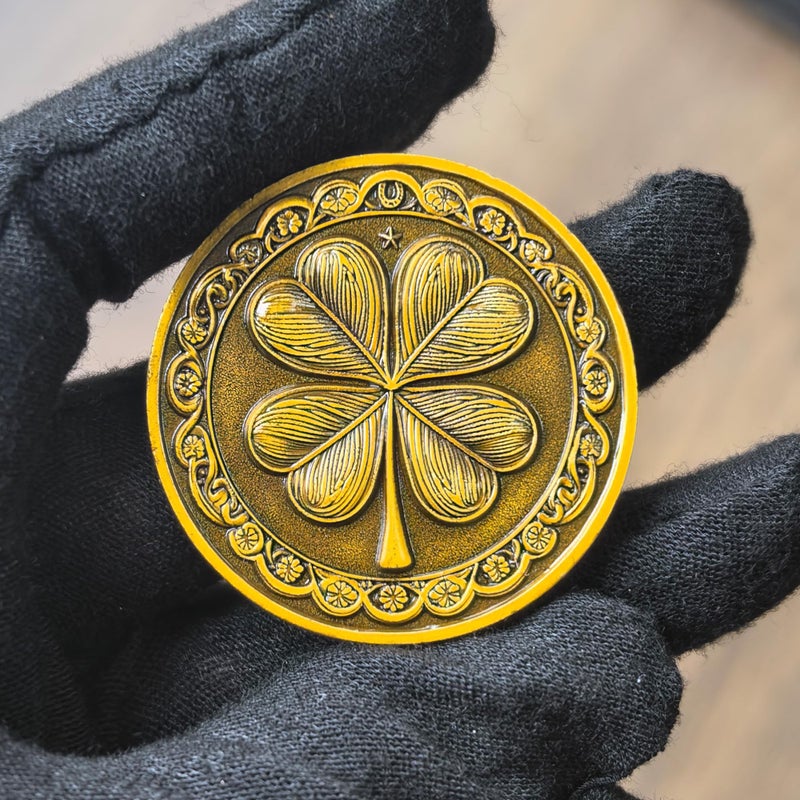 CYOUNG Good Luck Coin - Four-Leaf Clover and Eagle Medallion for Fortune and Prosperity Lottery Ticket Scratcher Tool ï»¿(Single Coin) - Image 3