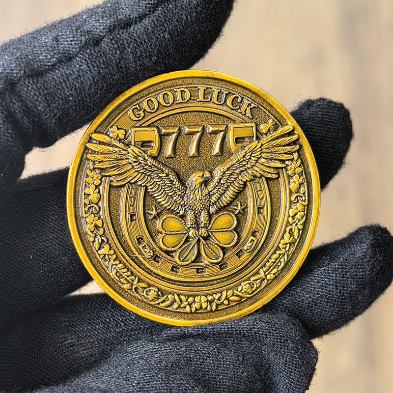 CYOUNG Good Luck Coin - Four-Leaf Clover and Eagle Medallion for Fortune and Prosperity Lottery Ticket Scratcher Tool ï»¿(Single Coin) - Image 4