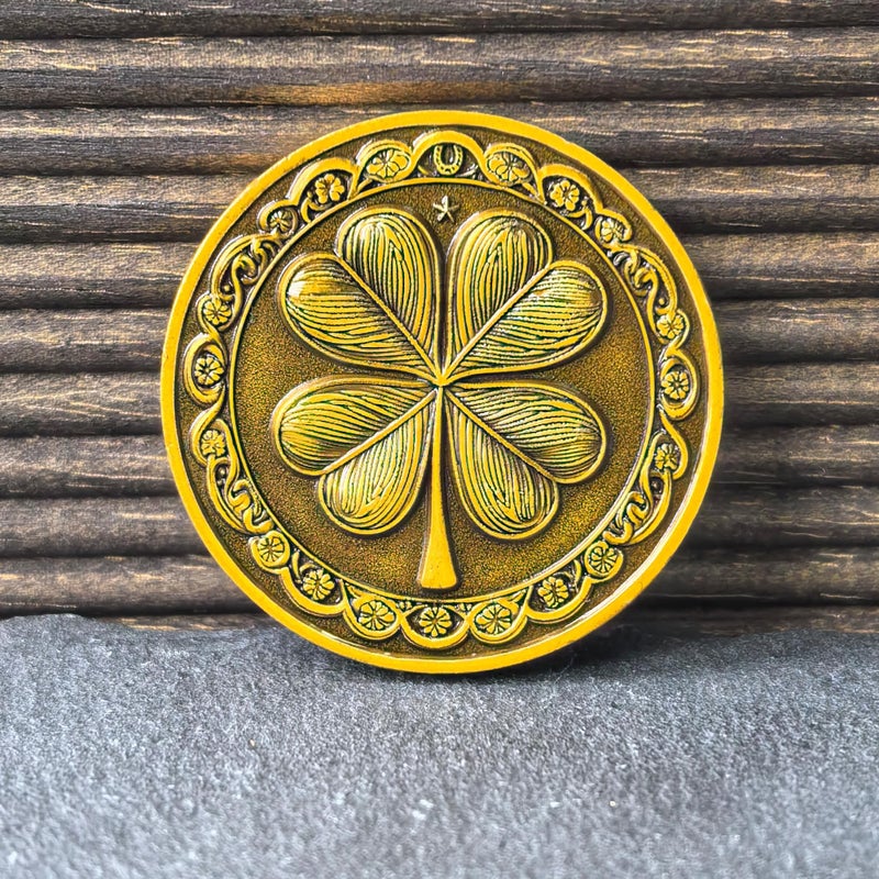 CYOUNG Good Luck Coin - Four-Leaf Clover and Eagle Medallion for Fortune and Prosperity Lottery Ticket Scratcher Tool ï»¿(Single Coin) - Image 5