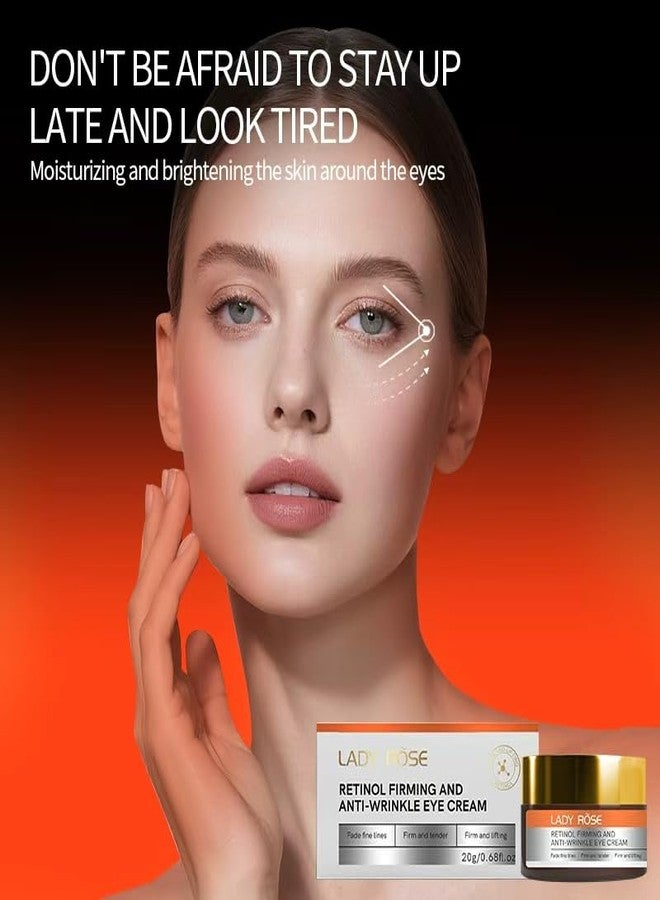 LADY ROSE Brightening Eye Cream with Retinol, Niacinamide & Hyaluronic Acid, Hydrating Care for Dark Circles & Puffiness, 20g (Note: Cream May Stick to Lid, Full Volume Guaranteed) - Image 3