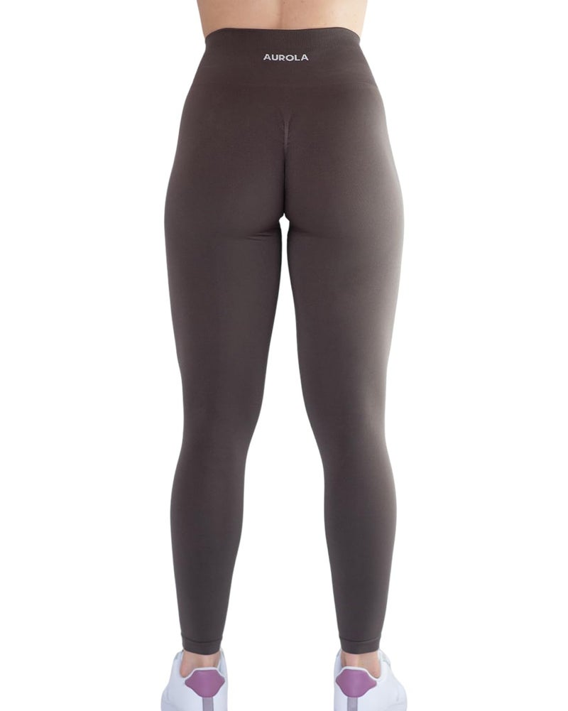 AUROLA Seamless Scrunch Legging Women Yoga Pants 7/8 Tummy Control Workout Running for Fitness Sport Active Legging-25''（L,Chestnut Brown - Image 4