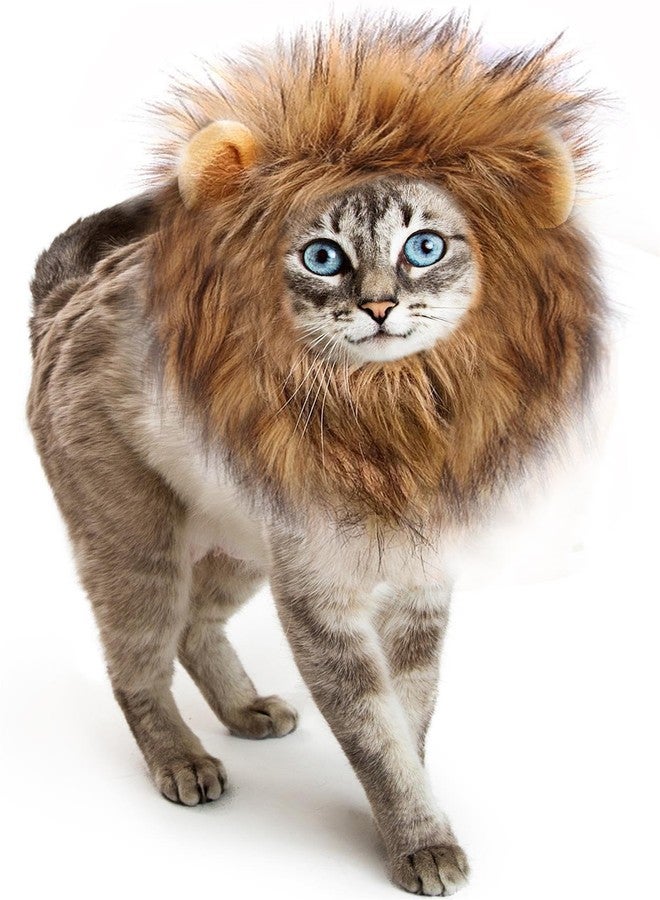 OaaXbbECco Lion Mane Wig for Cat Costume (Light Brown, Large) - Image 1