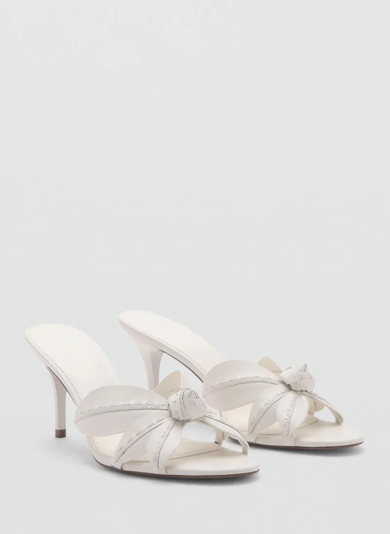 MANGO Leather sandals with flower heel