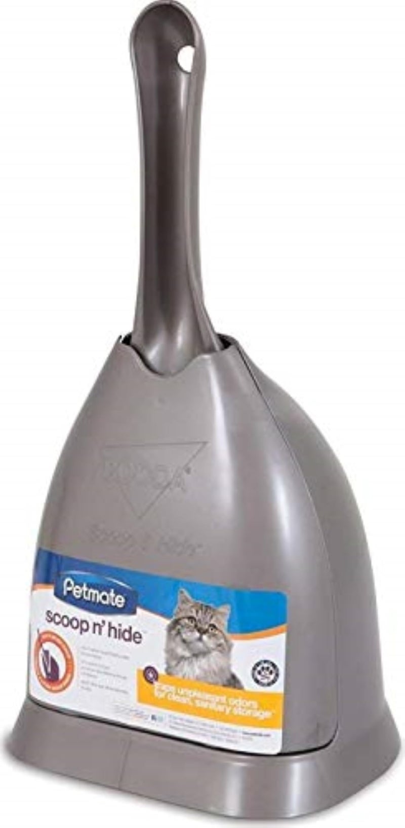 Petmate Scoop N' Hide Cat Litter Scoop with Discreet Litter Scoop Holder, Brushed Nickel - Image 1