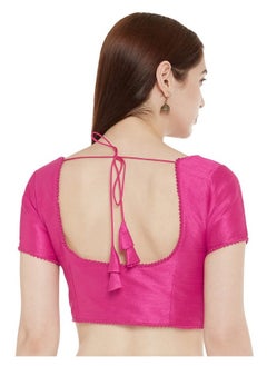 Studio Shringaar Studio Shringaar Women's Readymade Polyester Padded Saree Blouse with Short Sleeves.(Pink, 34)  - Image 3