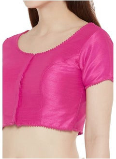 Studio Shringaar Studio Shringaar Women's Readymade Polyester Padded Saree Blouse with Short Sleeves.(Pink, 34)  - Image 4