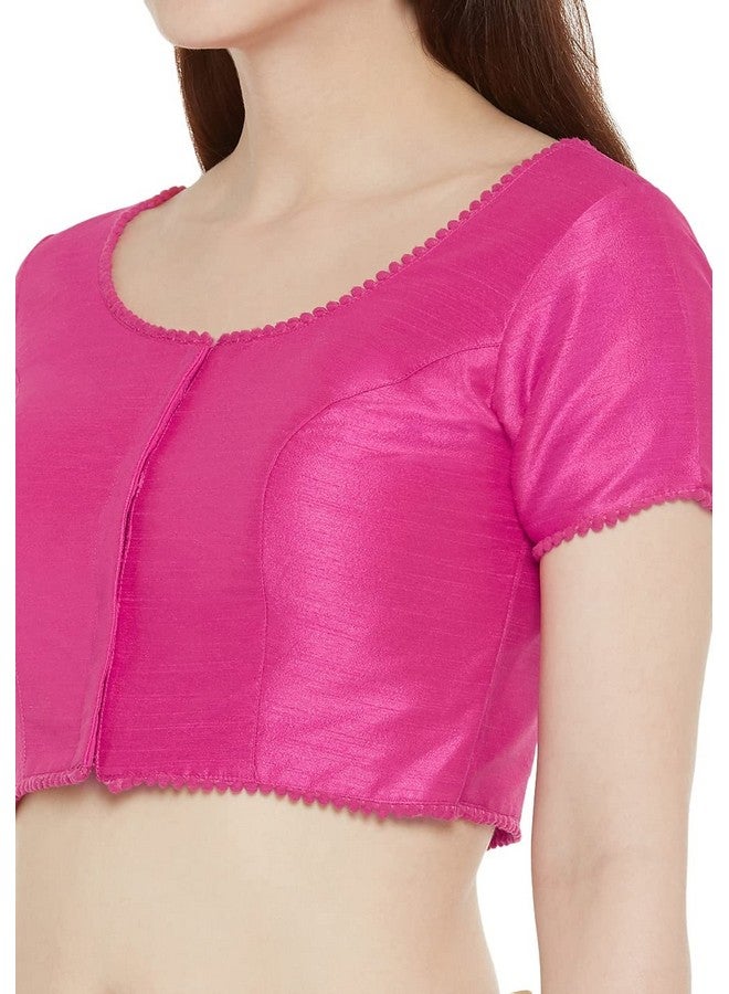 Studio Shringaar Studio Shringaar Women's Readymade Polyester Padded Saree Blouse with Short Sleeves.(Pink, 34)  - Image 4