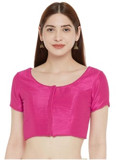 Studio Shringaar Studio Shringaar Women's Readymade Polyester Padded Saree Blouse with Short Sleeves.(Pink, 34)  - Image 1