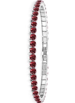 Julia Store Cubic Zirconia Tennis Bracelet, Silver Plated 7mm, 7 Inch - CZ Tennis Bracelet for Women's Jewelry - Cubic Zirconia Women's Bracelets  - Image 1