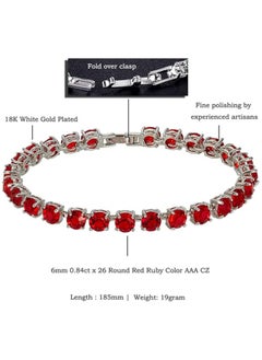 Julia Store Cubic Zirconia Tennis Bracelet, Silver Plated 7mm, 7 Inch - CZ Tennis Bracelet for Women's Jewelry - Cubic Zirconia Women's Bracelets  - Image 2
