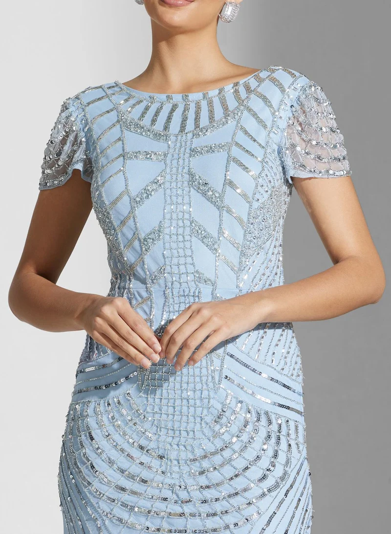 Amelia Rose Mesh Sequin Detail Dress