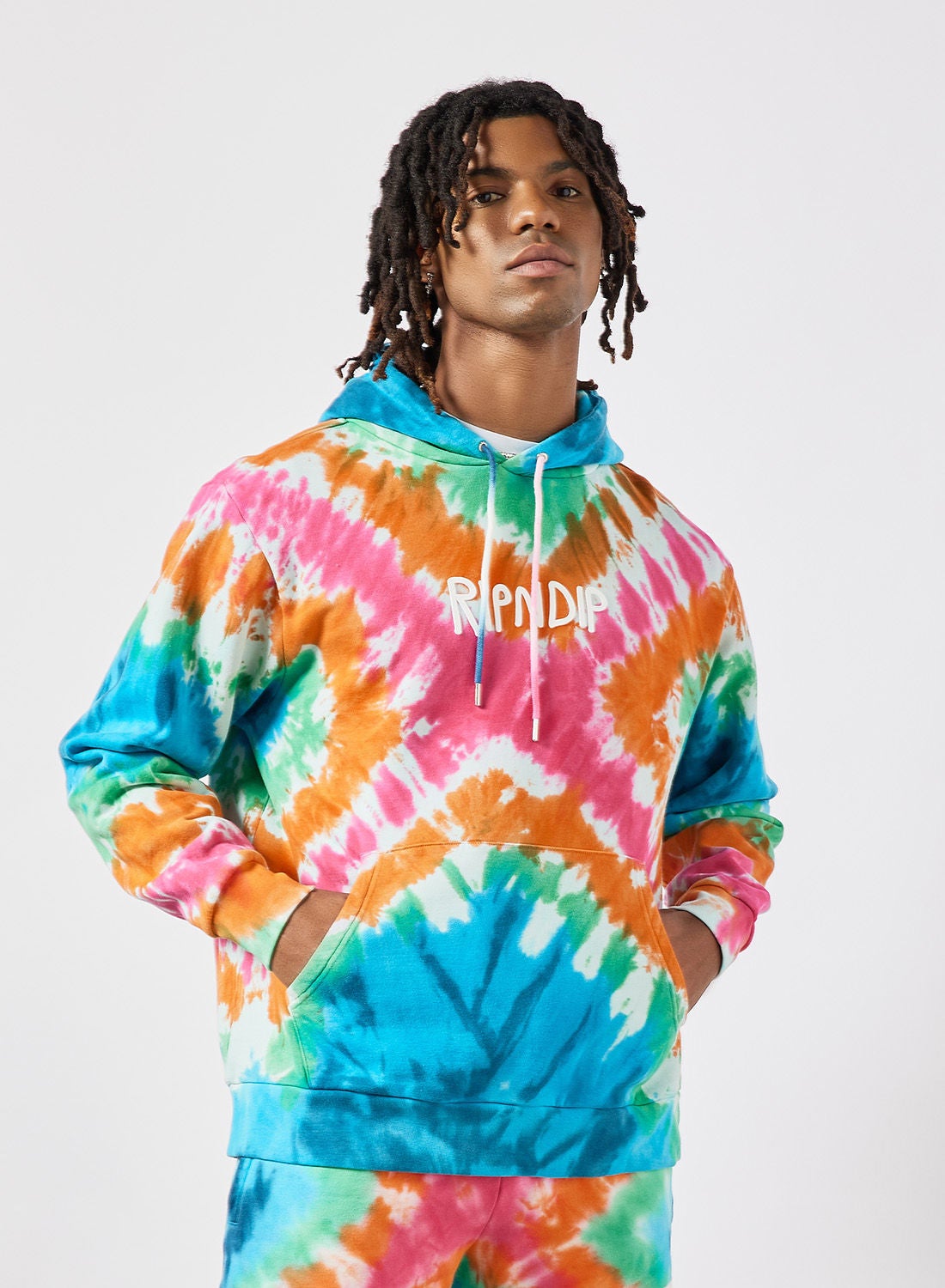 RIPNDIP Prisma ロゴ タイダイ フーディ Teal Rainbow 送料込み RIPNDIP パーカー RIPNDIP/リップンディップ PRISMA HOODIE
