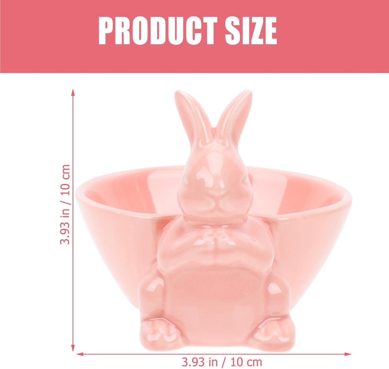 Ceramic Easter Bunny Bowl Pink Rabbit Design Small Fruit Salad Bowl Household Tableware for Spring Dining and Holiday Decoration - Image 2