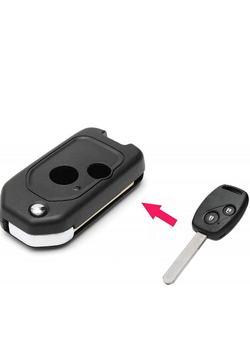 althiqahkey - Modified Car Remote Key Case Uncut Flip Key Blade Fob Shell Case For Honda Accord Civic CR-V Fit Jazz Insight Odyssey Pilot (2 BUTTONS) - Image 1