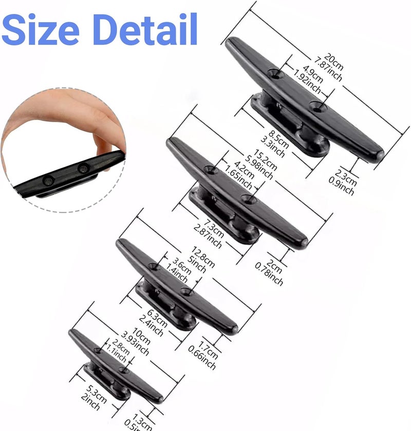 Trafu Boat Cleat Black Nylon Dock Cleat Kayak Cleat,3inch,4 inch,5 inch,6 inch,8 inch,4pack with Fasteners - Image 5