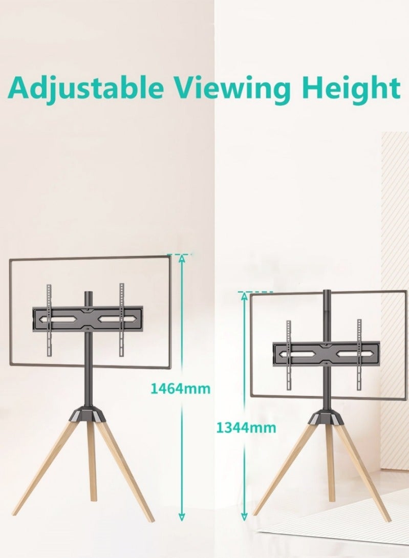 Vizo Hise Tripod TV Stand, Modern Easel TV Stand for 32 to 65 inch Screen, Portable TV Floor Stand with Wood Legs Stand, Height Adjustable Corner TV Mount for Home, Office, Max Load 45kg  - Image 3