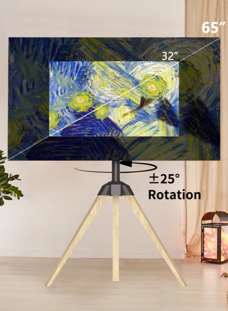 Vizo Hise Tripod TV Stand, Modern Easel TV Stand for 32 to 65 inch Screen, Portable TV Floor Stand with Wood Legs Stand, Height Adjustable Corner TV Mount for Home, Office, Max Load 45kg  - Image 4