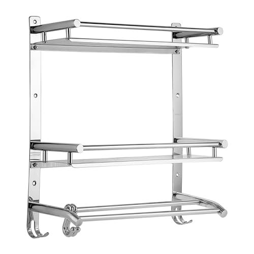 Hindware Bathroom Accessories 3-Layer Multi-Purpose Shelf | Made of Stainless Steel | Foldable & Convenient | Space Saving - Image 2