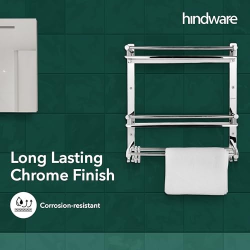 Hindware Bathroom Accessories 3-Layer Multi-Purpose Shelf | Made of Stainless Steel | Foldable & Convenient | Space Saving - Image 5