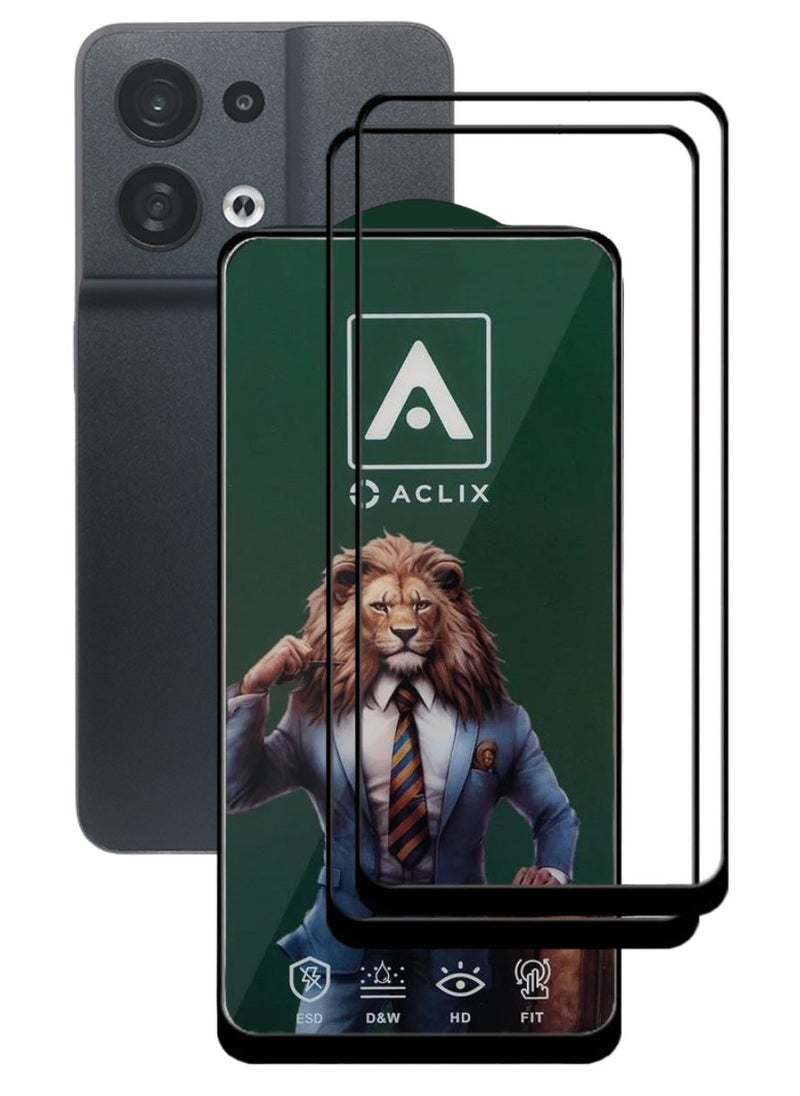 ACLIX 2 Pieces Antistatic ESD Dustproof Premium Quality High Definition Tempered Glass Screen Protector Designed For Oppo Reno8 - Image 1