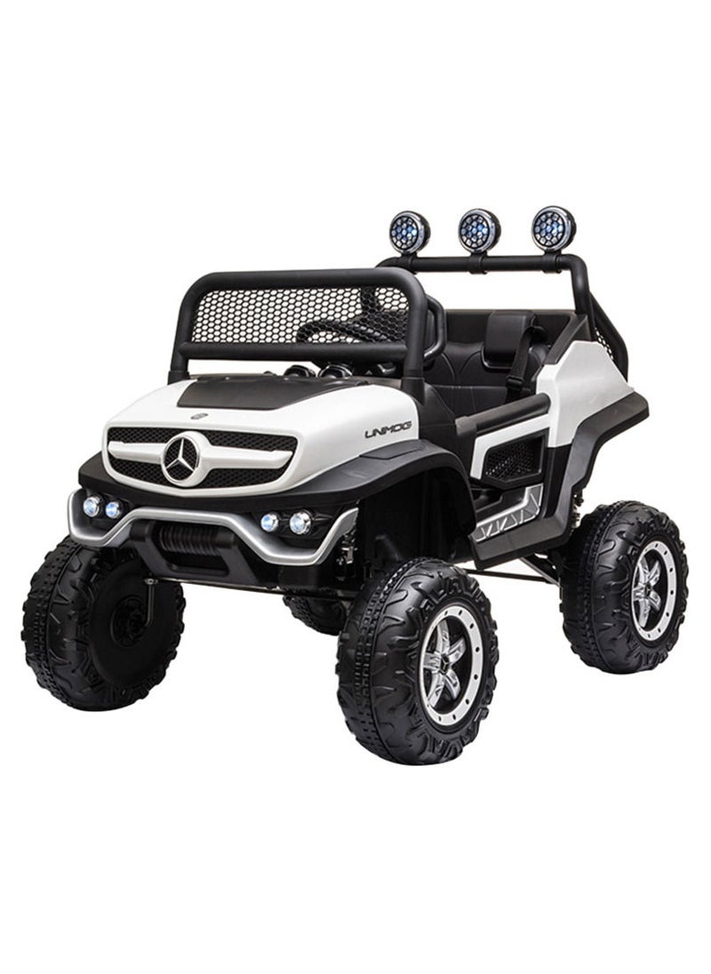 FACTUAL TOYS 12V MERCEDES BENZ UNIMOG JUNIOR RIDEON CAR - WHITE  - Image 1