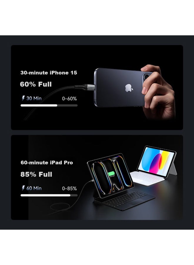 CangHua كابل بيانات Canghua ثنائي الرأس من النوع Type-c، شحن سريع بقدرة 240 واط، متوافق مع Macbook، أجهزة الكمبيوتر المحمولة، Huawei، Apple 16/15 Pro Max، الهواتف، الأجهزة اللوحية، بطول 1 متر - Image 4