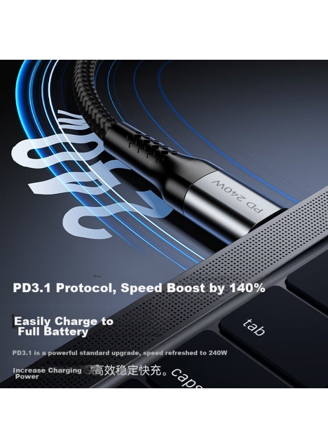CangHua كابل بيانات Canghua ثنائي الرأس من النوع Type-c، شحن سريع بقدرة 240 واط، متوافق مع Macbook، أجهزة الكمبيوتر المحمولة، Huawei، Apple 16/15 Pro Max، الهواتف، الأجهزة اللوحية، بطول 1 متر - Image 2